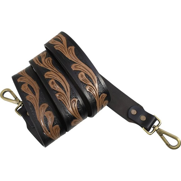 Women Hand-Tooled Hair-On Shoulder Fringe Bag - Picture 9 of 10